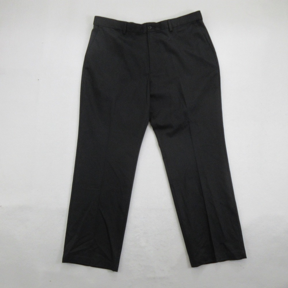 David Taylor Men Flat Front Dress Pants 38x30 Black Classic Cotton Casual New
